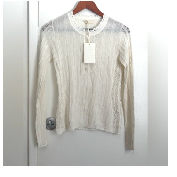 Ulla Johnson  Delia Top Cream LaceTrim Detail Sweater - Picture 5 of 16